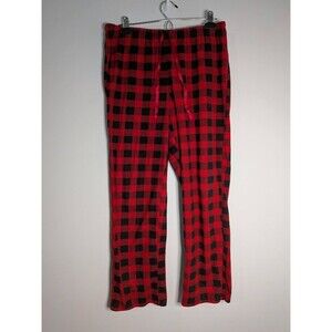 Croft & Barrow Fleece Pajama Pants M Red Black Buffalo Plaid Lounge Christmas pj